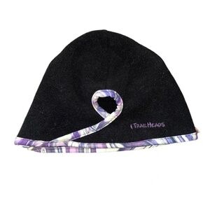 Trail Heads | Black Purple Polartec Fleece Ponytail Compatible Beanie